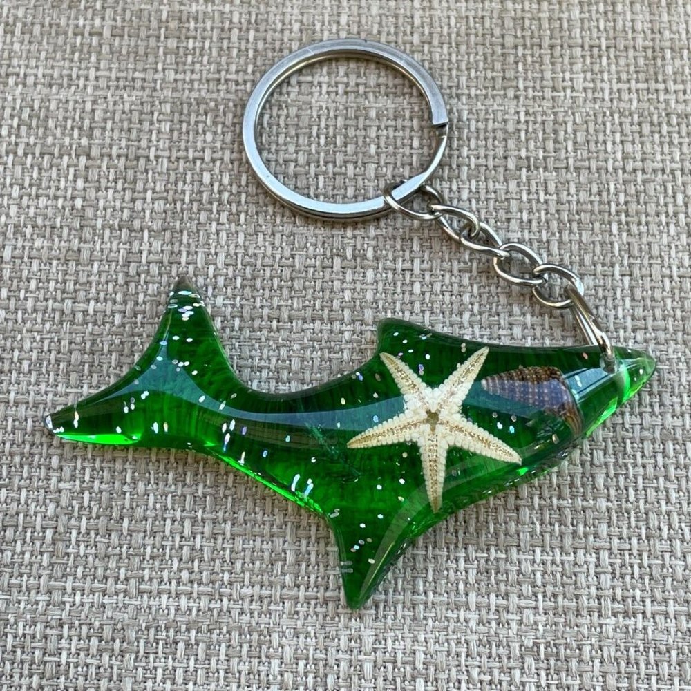Key Chain Green Crystal Fish Shape Keys Holder Dolphin Keychain Keyring New